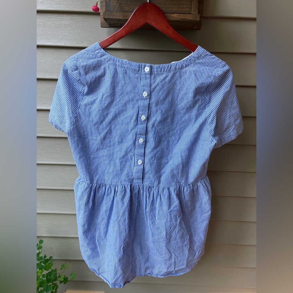 Anthropologie 11•1TYLHO Blue & White Striped Babydoll Top Coastal Cowgirl Cotton - Picture 3 of 5